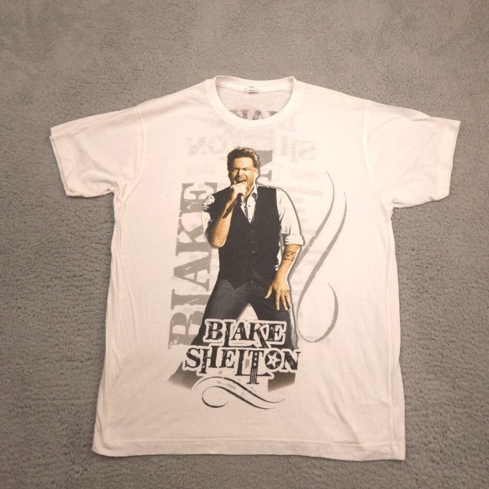 Blake Shelton 2013 Tour Shirt Mens L White Country Music Graphic Double Sided Te